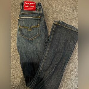 Kimes Ranch Dark Blue Jeans with Yellow Stitching